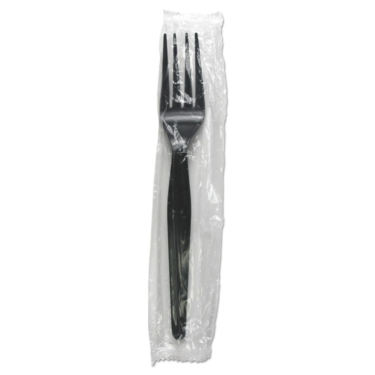 Boardwalk - Heavyweight Wrapped Polystyrene Cutlery, Fork, Black, 1,000/Carton