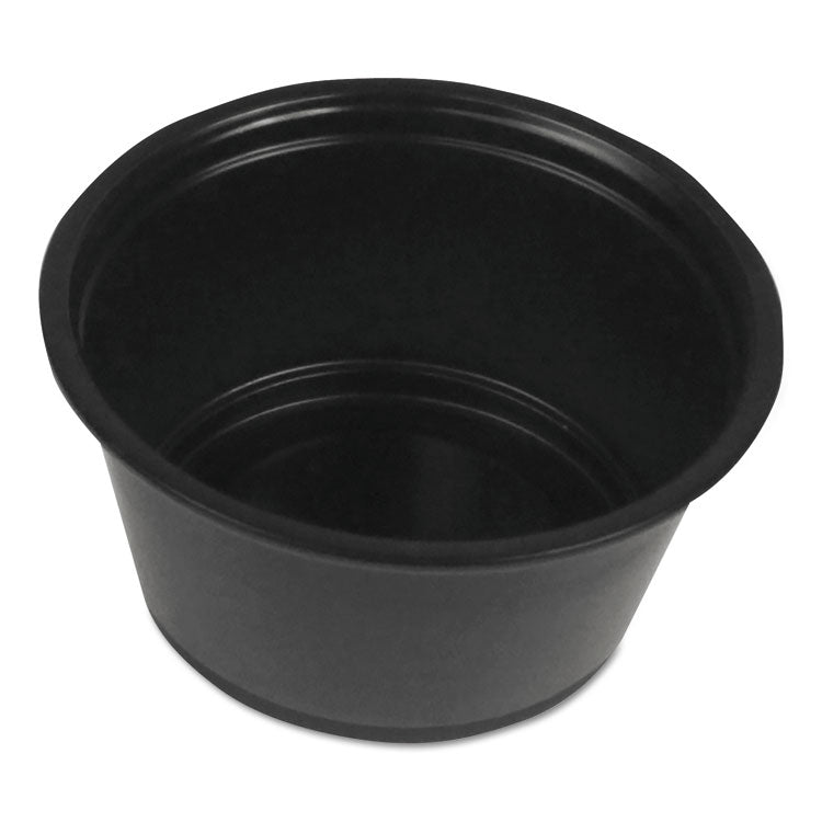 Boardwalk - Souffle/Portion Cups, 2 oz, Polypropylene, Black, 20 Cups/Sleeve, 125 Sleeves/Carton