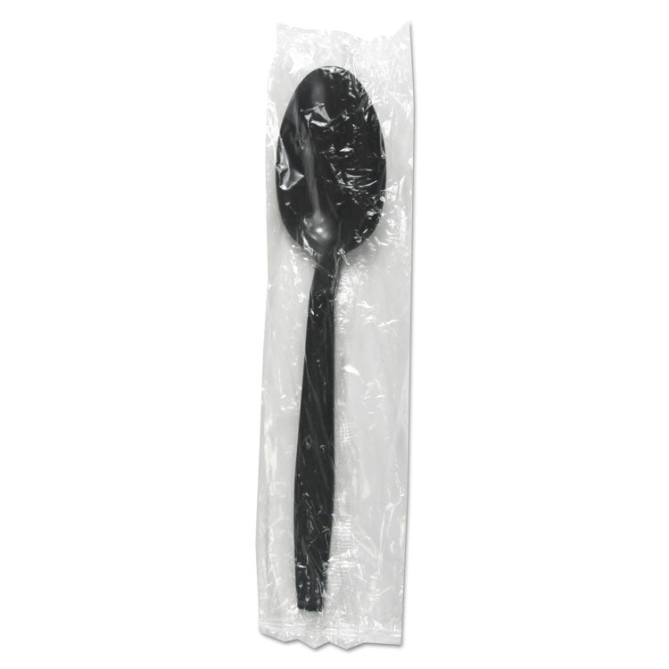 Boardwalk - Heavyweight Wrapped Polypropylene Cutlery, Teaspoon, Black, 1,000/Carton