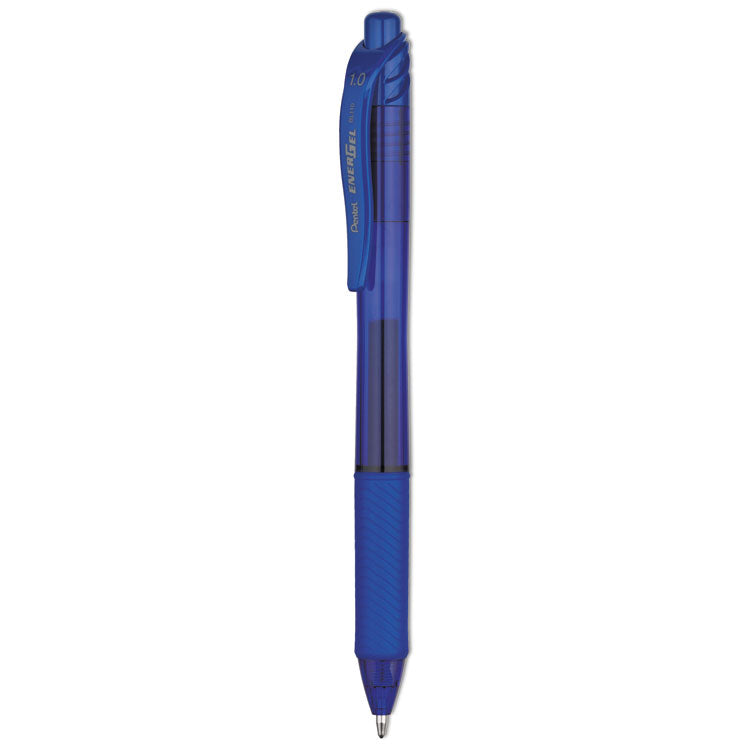 Pentel - EnerGel-X Gel Pen, Retractable, Bold 1 mm, Blue Ink, Translucent Blue Barrel, Dozen
