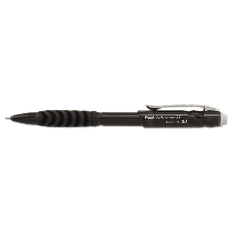 Pentel - Twist-Erase GT Pencils, 0.7 mm, HB (#2.5), Black Lead, Black Barrel
