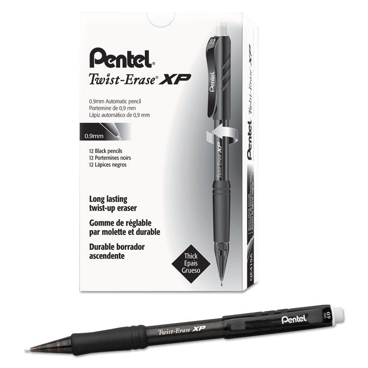 Pentel - Twist-Erase EXPRESS Mechanical Pencil, 0.9 mm, HB (#2.5), Black Lead, Black Barrel, Dozen
