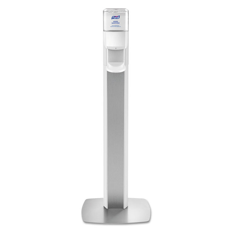 PURELL - MESSENGER ES6 Floor Stand with Dispenser, 1,200 mL, 13.16 x 16.63 x 51.57, Silver/White