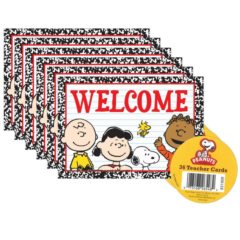 EUREKA - Peanuts® Welcome Teacher Cards, 36 Per Pack, 6 Packs