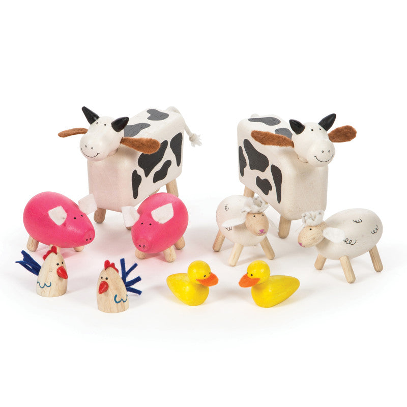 BIGJIGS TOYS - Wooden Farm Animals, Set of 10