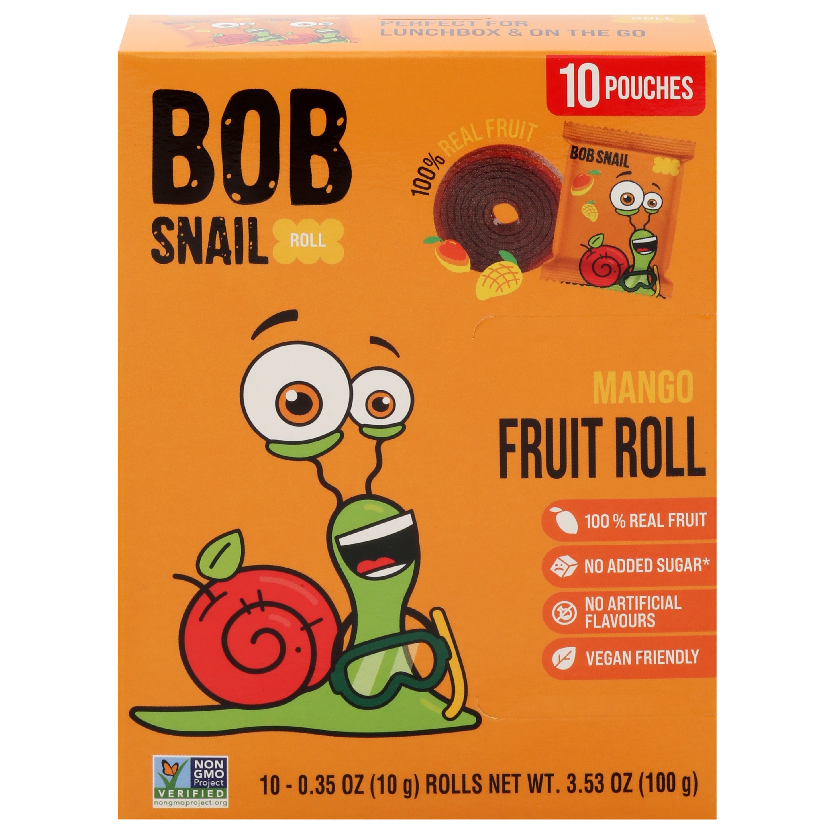 Bob Snail Mango Fruit Roll 10 - 0.35 oz Rolls - Case of 5