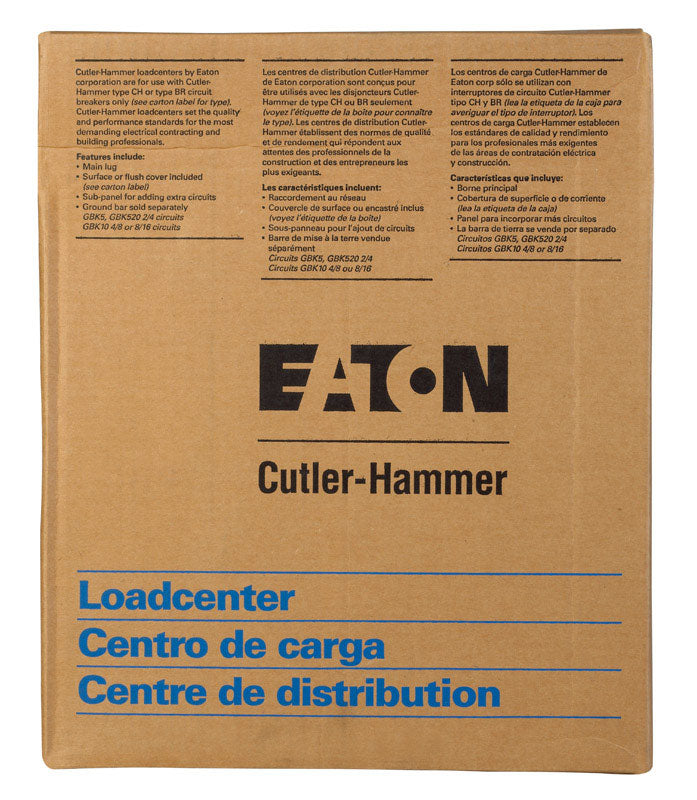 EATON - Eaton 125 amps 120/240 V 4 space 4 circuits Surface Mount Main Lug Load Center