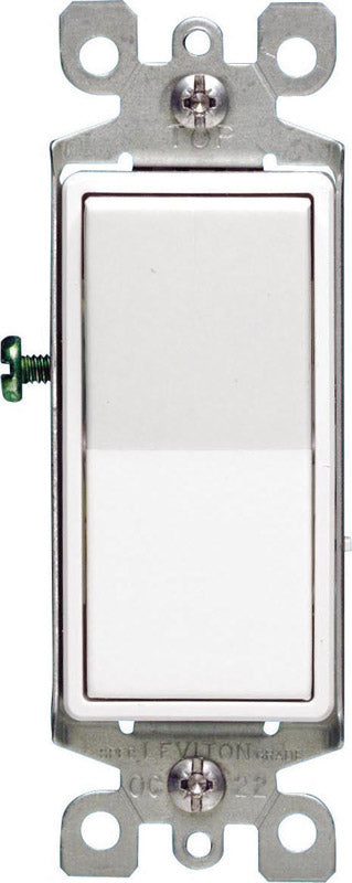 DECORA - Leviton Decora 15 amps 3-Way Antimicrobial Treated Rocker AC Quiet Switch White 1 pk