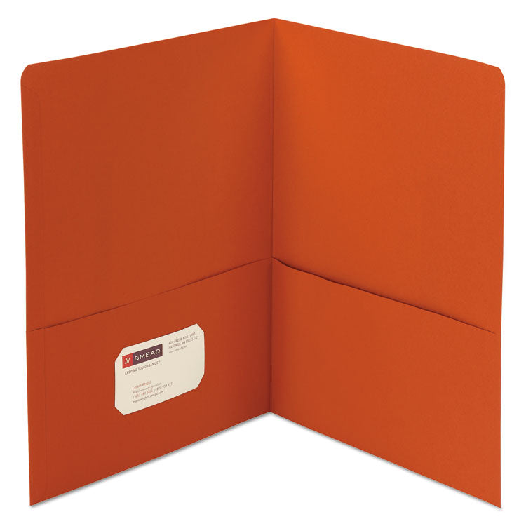 Smead - Two-Pocket Folder, Textured Paper, 100-Sheet Capacity, 11 x 8.5, Orange, 25/Box