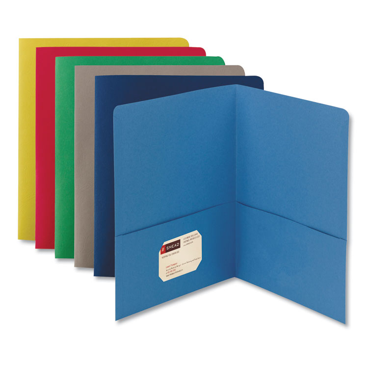 Smead - Two-Pocket Folder, Textured Paper, 100-Sheet Capacity, 11 x 8.5, Assorted, 25/Box