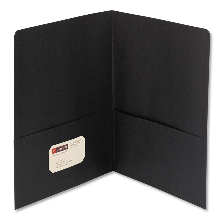 Smead - Two-Pocket Folder, Textured Paper, 100-Sheet Capacity, 11 x 8.5, Black, 25/Box