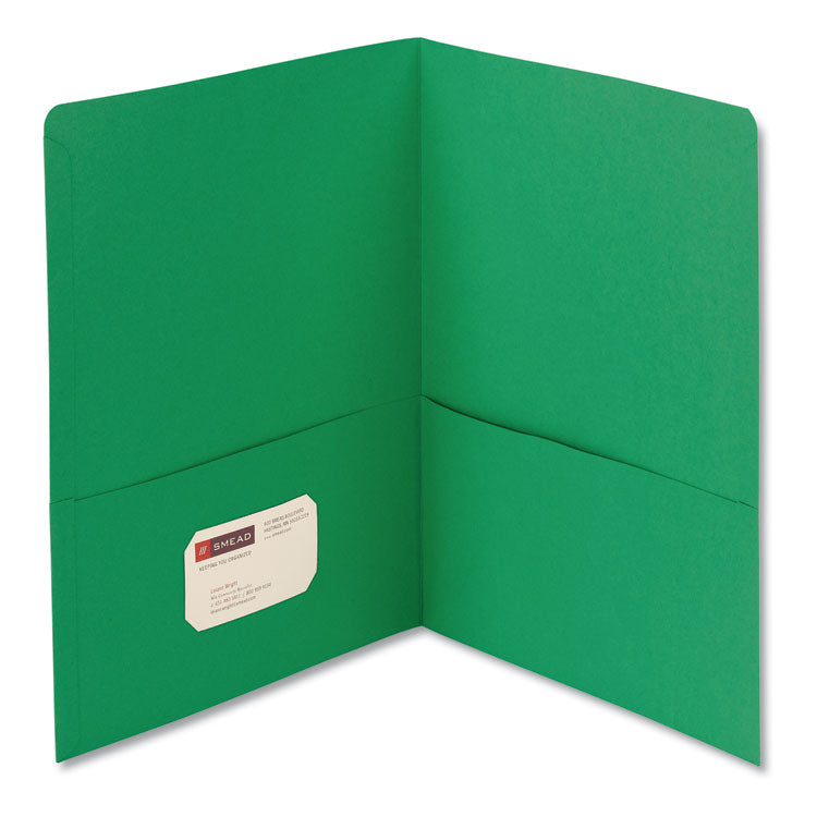 Smead - Two-Pocket Folder, Textured Paper, 100-Sheet Capacity, 11 x 8.5, Green, 25/Box