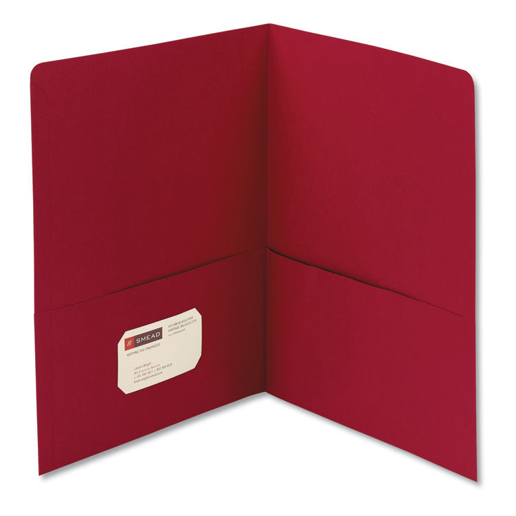 Smead - Two-Pocket Folder, Textured Paper, 100-Sheet Capacity, 11 x 8.5, Red, 25/Box