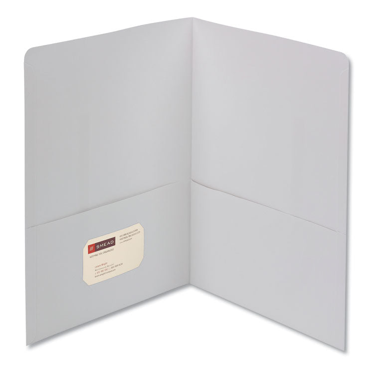 Smead - Two-Pocket Folder, Textured Paper, 100-Sheet Capacity, 11 x 8.5, White, 25/Box