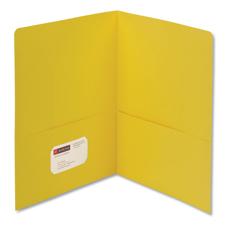 Smead - Two-Pocket Folder, Textured Paper, 100-Sheet Capacity, 11 x 8.5, Yellow, 25/Box