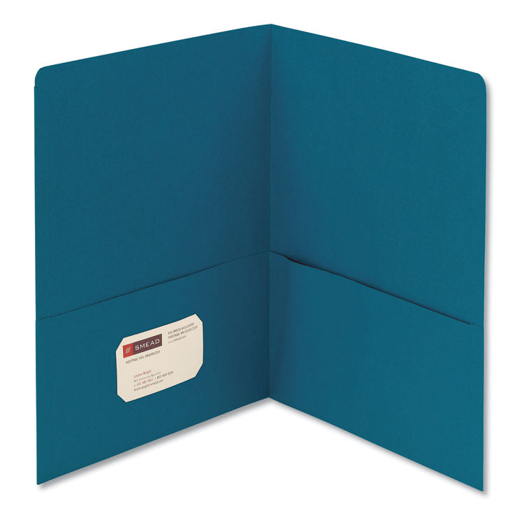 Smead - Two-Pocket Folder, Textured Paper, 100-Sheet Capacity, 11 x 8.5, Teal, 25/Box