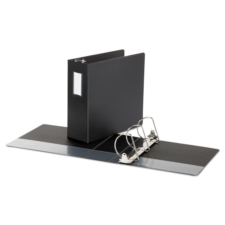 Universal - Deluxe Non-View D-Ring Binder with Label Holder, 3 Rings, 4" Capacity, 11 x 8.5, Black