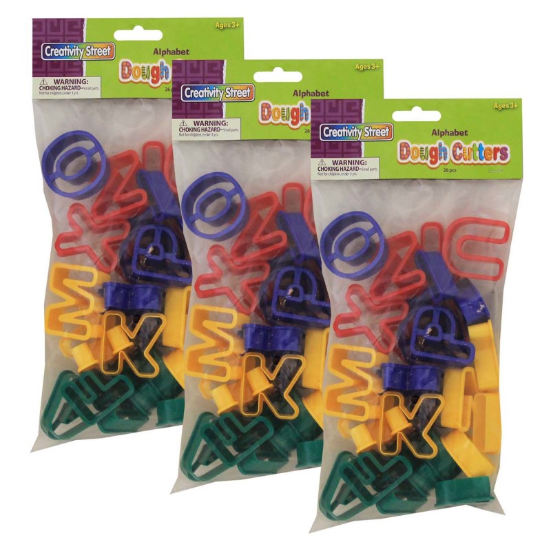 CREATIVITY STREET - Dough & Clay Cutter Set, Capital Letters, 1-9/16", 26 Pieces Per Pack, 3 Packs