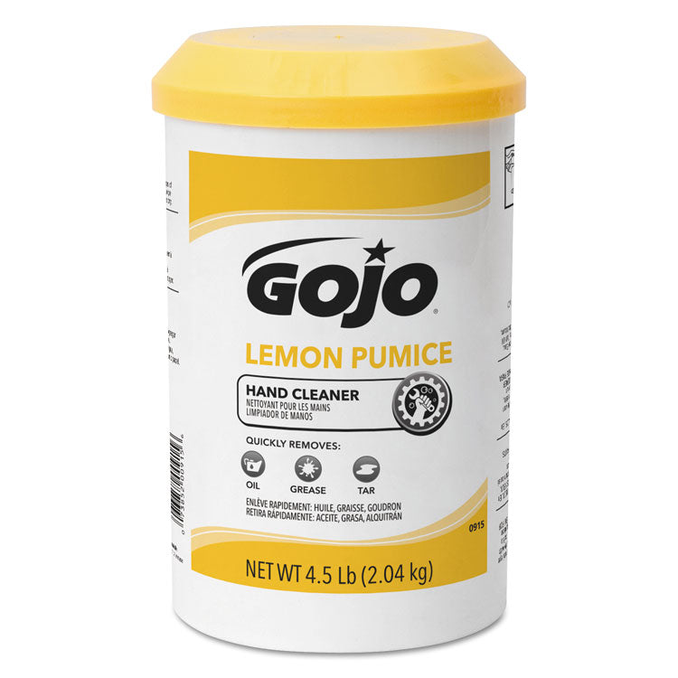 GOJO - Lemon Pumice Hand Cleaner, Lemon Scent, 4.5 lb Tub, 6/Carton