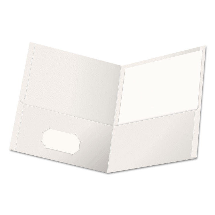 Universal - Two-Pocket Portfolio, Embossed Leather Grain Paper, 11 x 8.5, White, 25/Box