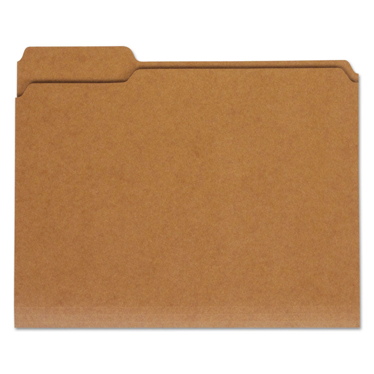 Universal - Reinforced Kraft Top Tab File Folders, 1/3-Cut Tabs: Assorted, Letter Size, 0.75" Expansion, Brown, 100/Box