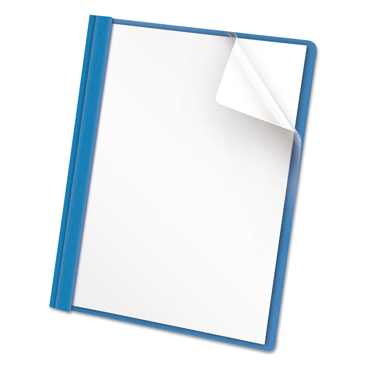 Universal - Clear Front Report Cover, Prong Fastener, 0.5" Capacity, 8.5 x 11, Clear/Light Blue, 25/Box