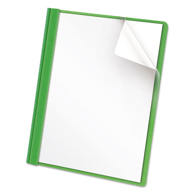 Universal - Clear Front Report Cover, Prong Fastener, 0.5" Capacity, 8.5 x 11, Clear/Green, 25/Box