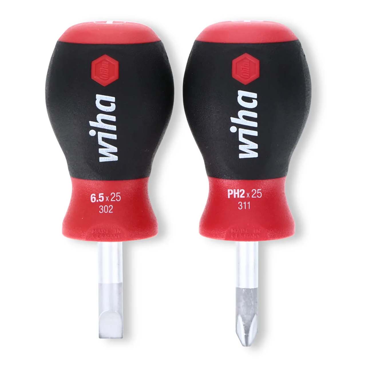 Wiha SoftFinish Stubby Slotted and Phillips Screwdriver Set (2 Piece Set)