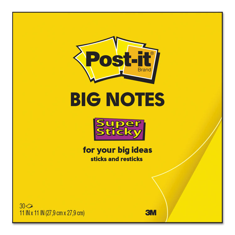 Post-it Notes Super Sticky - Big Notes, Unruled, 11 x 11, Yellow, 30 Sheets
