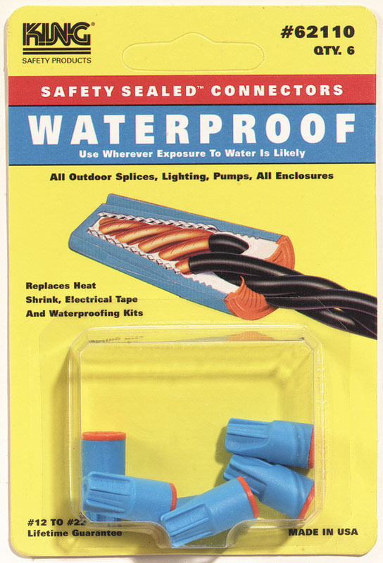 DRYCONN - King Innovation Dryconn Copper Wire Waterproof Wire Connector Aqua/Orange 6 pk