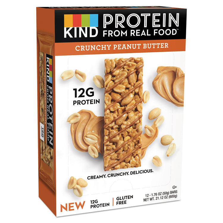 KIND - Protein Bars, Crunchy Peanut Butter, 1.76 oz, 12/Pack