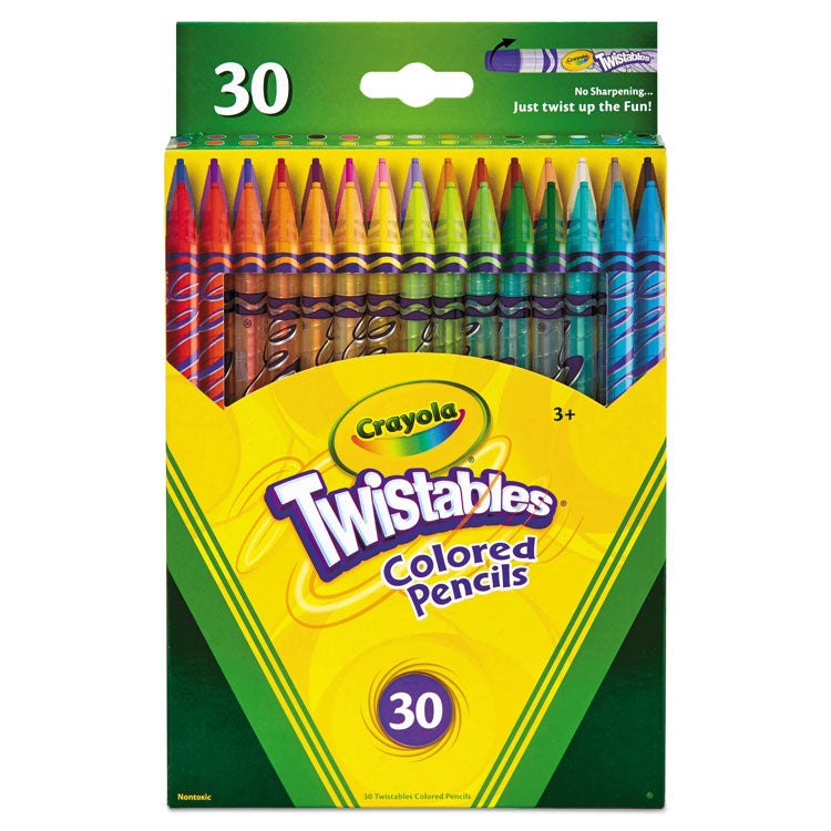 Crayola - Twistables Colored Pencils, 2 mm, 2B (#1), Assorted Lead/Barrel Colors, 30/Pack