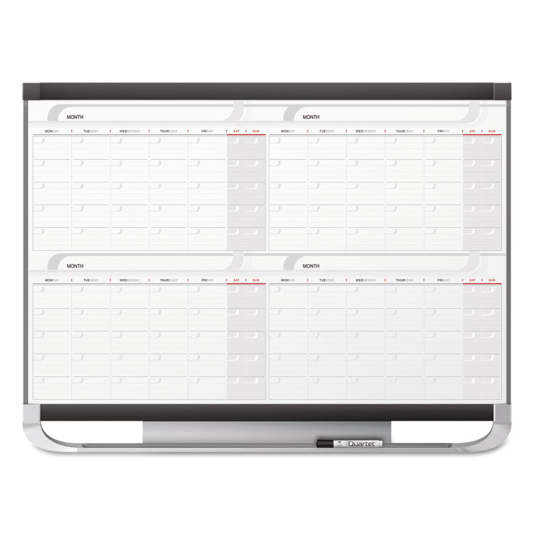 Quartet - Prestige 2 Magnetic Total Erase Four-Month Calendar, 36 x 24, White Surface, Graphite Fiberboard/Plastic Frame