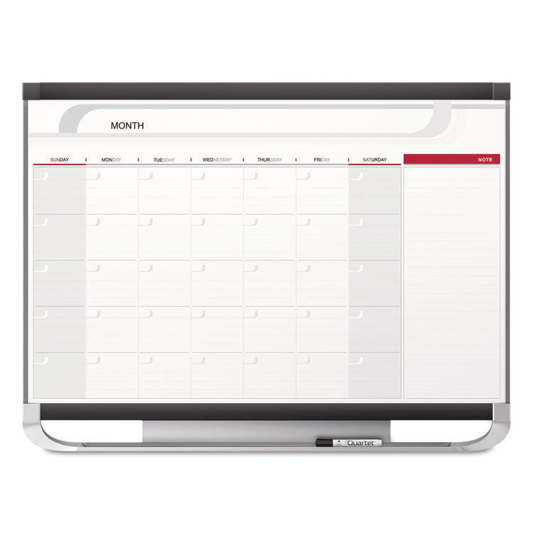 Quartet - Prestige 2 Magnetic Total Erase Monthly Calendar, 36 x 24, White Surface, Graphite Fiberboard/Plastic Frame