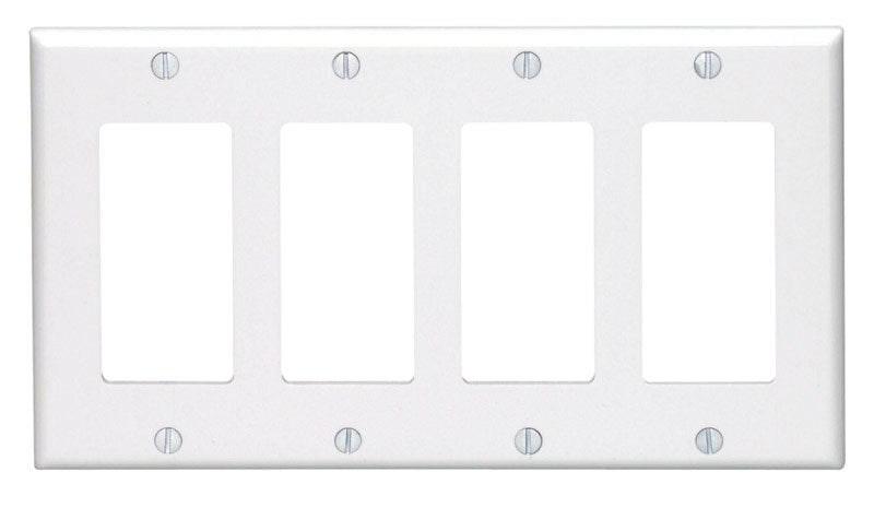 LEVITON - Leviton White 4 gang Thermoset Plastic Decorator Wall Plate 1 pk