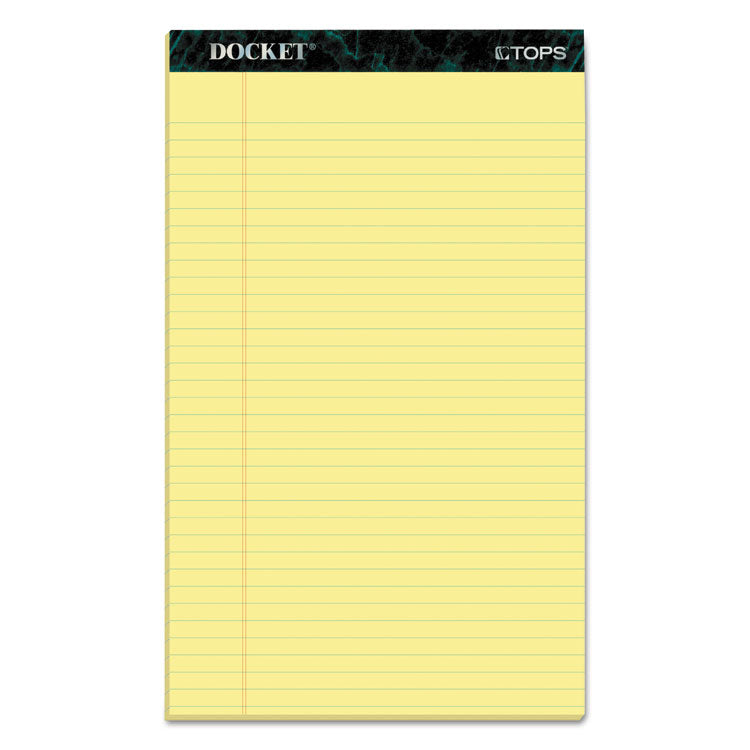 TOPS - Docket Ruled Perforated Pads, Wide/Legal Rule, 50 Canary-Yellow 8.5 x 14 Sheets, 12/Pack