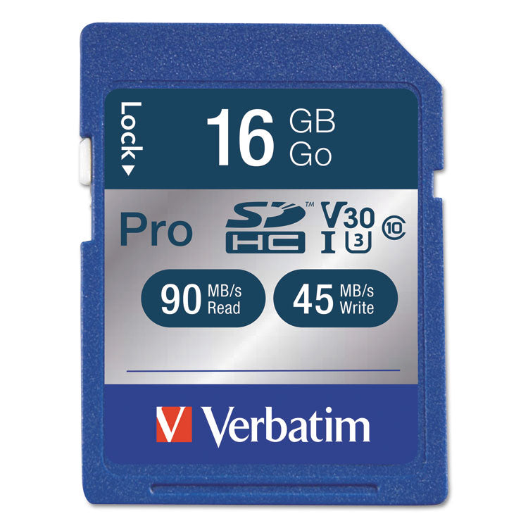 Verbatim - 16GB Pro 600X SDHC Memory Card, UHS-I V30 U3 Class 10