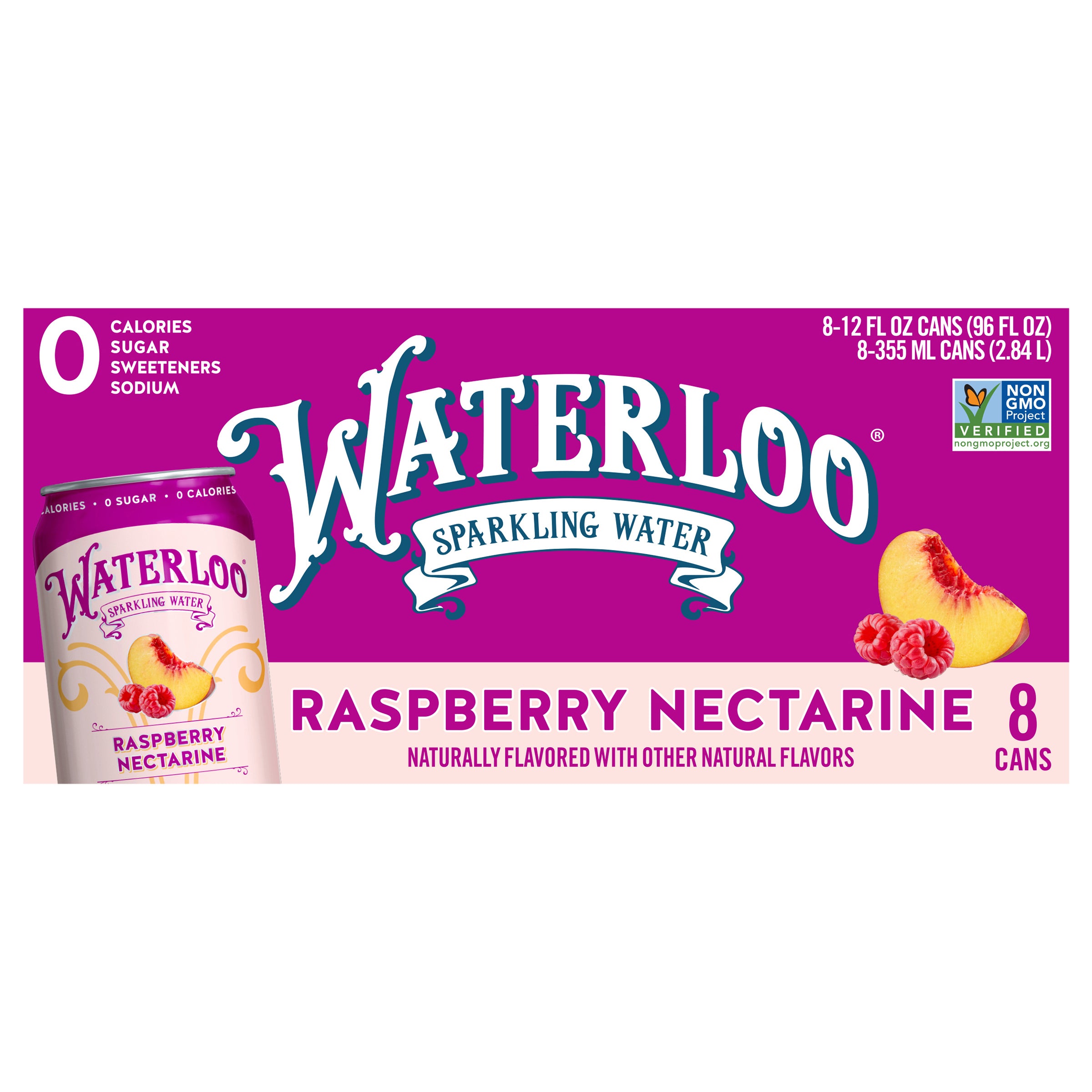 Waterloo Raspberry Nectarine Sparkling Water - 8pk / 12 fl Oz Cans - Case of 3
