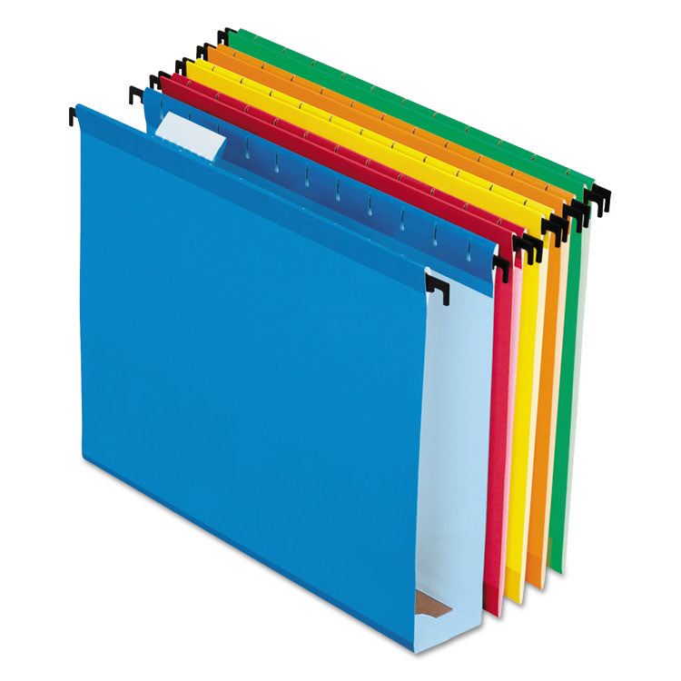 Pendaflex - Extra-Capacity SureHook Hanging Folders, 2" Capacity, Letter Size, 1/5-Cut Tabs, Assorted Colors, 20/Box