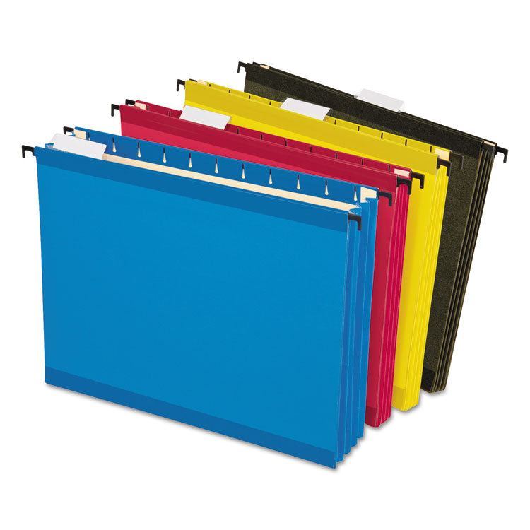 Pendaflex - SureHook Hanging Pocket File, Letter Size, 1/5-Cut Tabs, Assorted Colors, 4/Pack