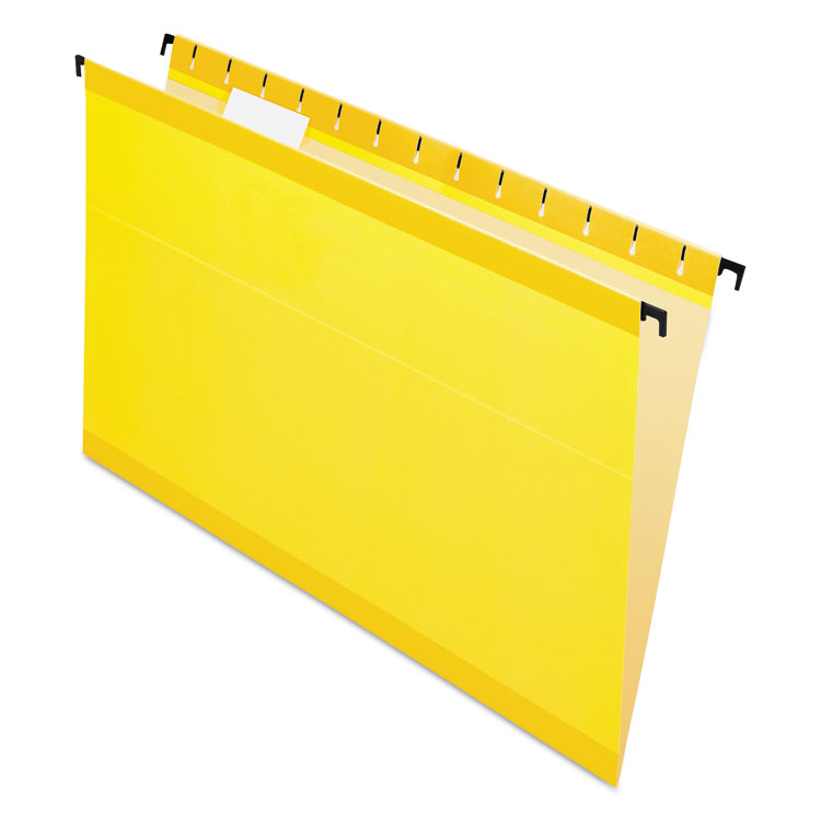 Pendaflex - SureHook Hanging Folders, Legal Size, 1/5-Cut Tabs, Yellow, 20/Box