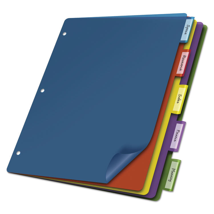 Cardinal - Poly Index Dividers, 5-Tab, 11 x 8.5, Assorted, 4 Sets