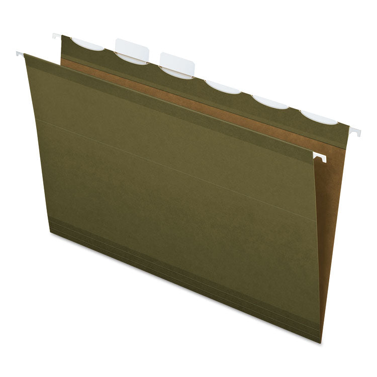 Pendaflex - Ready-Tab Extra Capacity Reinforced Colored Hanging Folders, Legal Size, 1/6-Cut Tabs, Standard Green, 20/Box