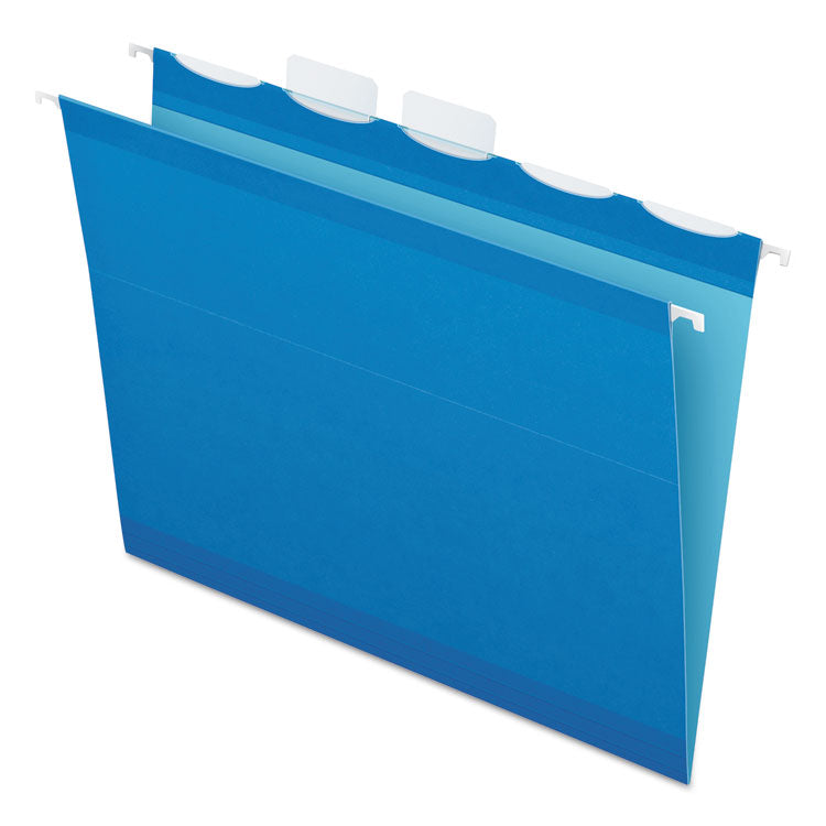 Pendaflex - Ready-Tab Colored Reinforced Hanging Folders, Letter Size, 1/5-Cut Tabs, Blue, 25/Box