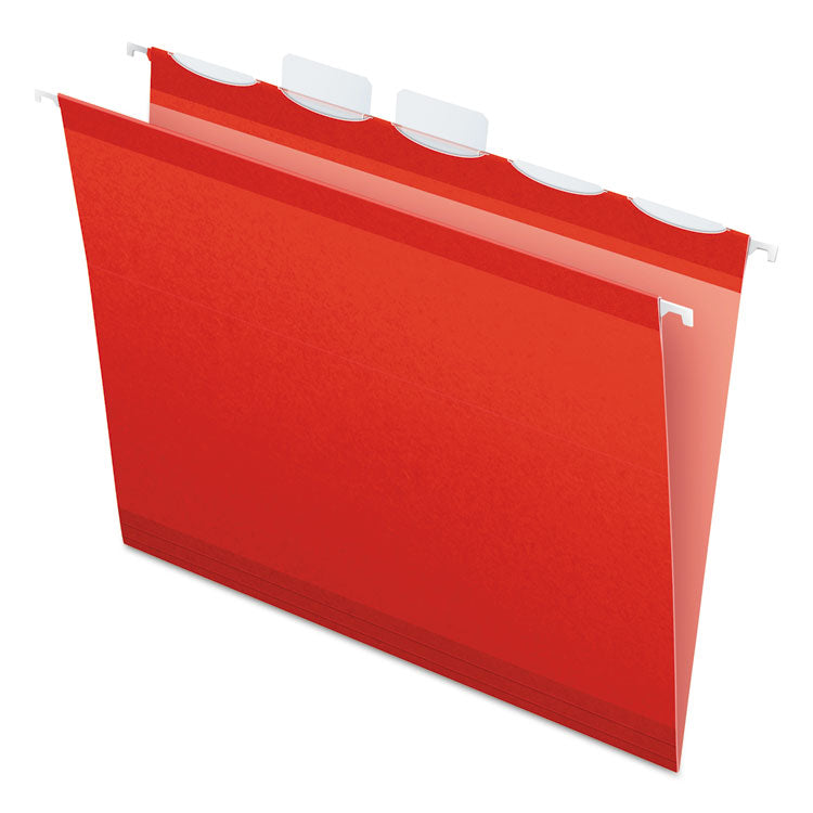 Pendaflex - Ready-Tab Colored Reinforced Hanging Folders, Letter Size, 1/5-Cut Tabs, Red, 25/Box