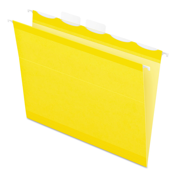 Pendaflex - Ready-Tab Colored Reinforced Hanging Folders, Letter Size, 1/5-Cut Tabs, Yellow, 25/Box