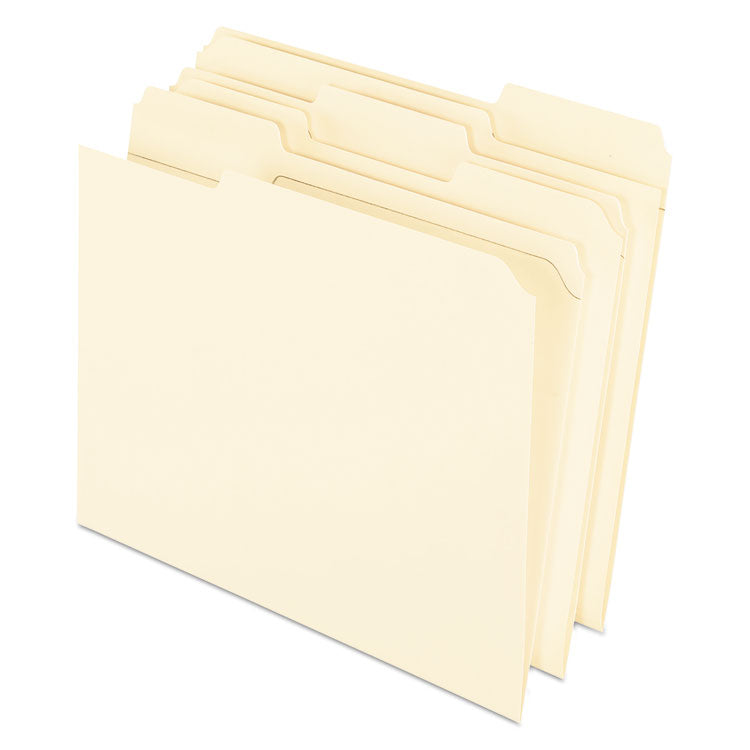 Pendaflex - Reinforced Top File Folders, 1/3-Cut Tabs: Right Position, Letter Size, Manila, 100/Box