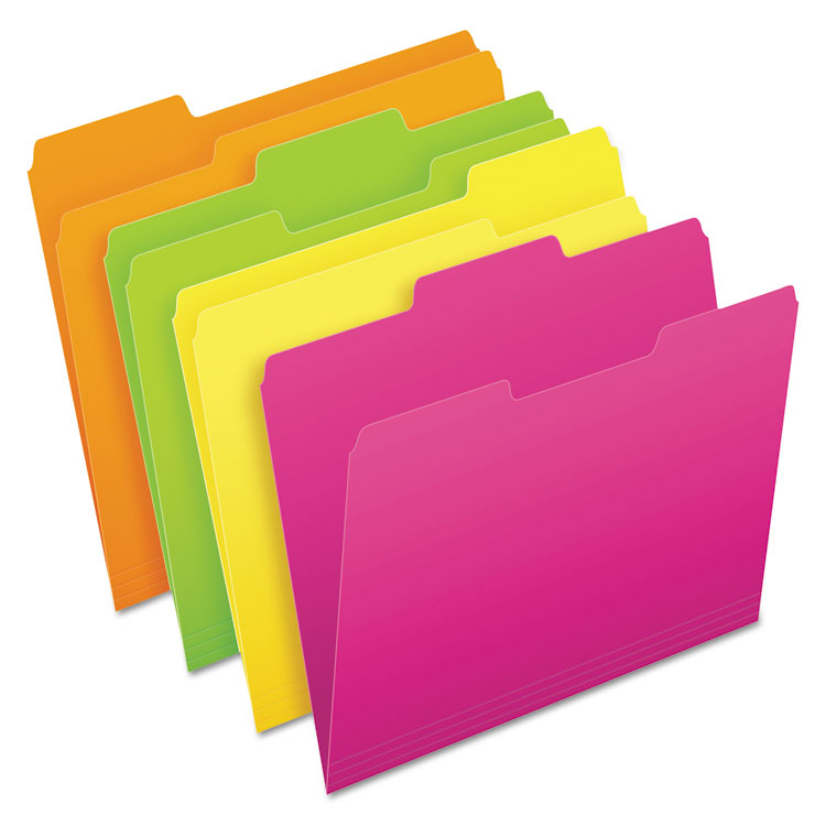 Pendaflex - Glow File Folders, 1/3-Cut Tabs: Assorted, Letter Size, 0.75" Expansion, Assorted Colors, 24/Pack