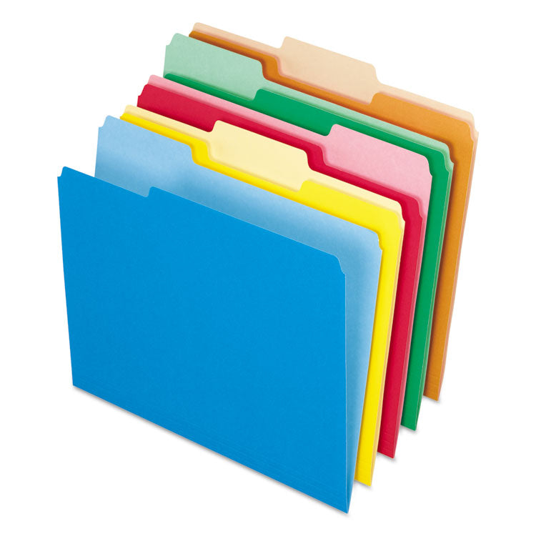 Pendaflex - Interior File Folders, 1/3-Cut Tabs: Assorted, Letter Size, Assorted Colors: Blue/Green/Orange/Red/Yellow, 100/Box