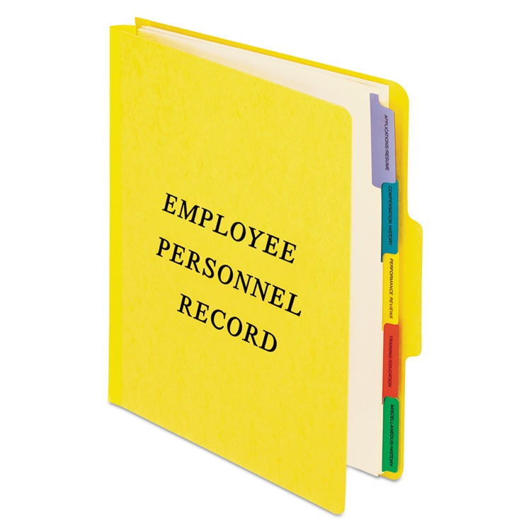 Pendaflex - Vertical-Style Personnel Folders, 2" Expansion, 5 Dividers, 2 Fasteners, Letter Size, Yellow Exterior